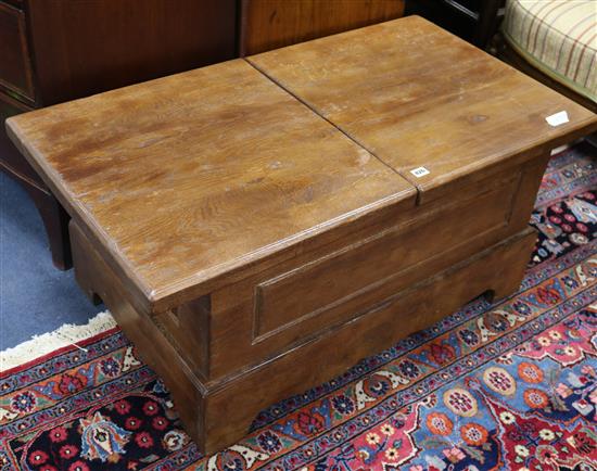 A heavy oak coffer 110cm